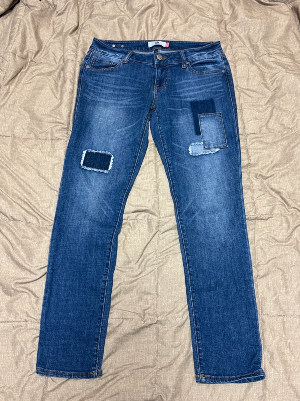 CAbi Dark Blue Patchwork Slim Boyfriend Skinny Jeans 4 LIKE NEW